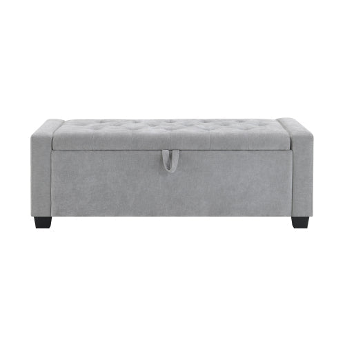 Chenille Storage Ottoman with Pull Handle - Sonkuki