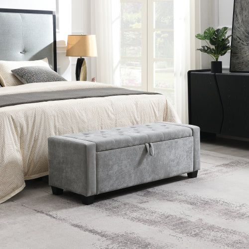 Chenille Storage Ottoman with Pull Handle - product image 9