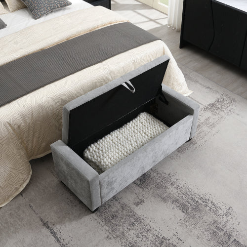 Chenille Storage Ottoman with Pull Handle - product image 10