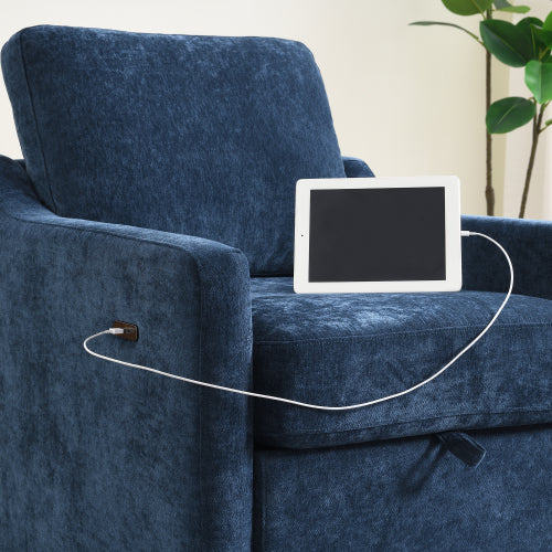 Chenille Swivel Accent Chair with USB Port and Storage - product image 3