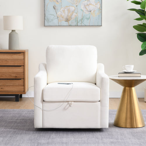 Chenille Swivel Accent Chair with USB Port and Storage - product image 6