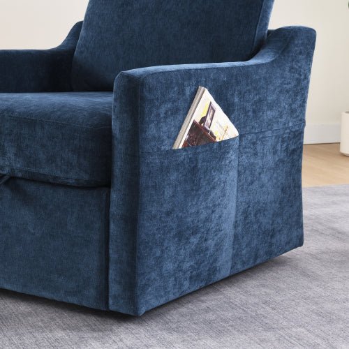 Chenille Swivel Accent Chair with USB Port and Storage - Sonkuki