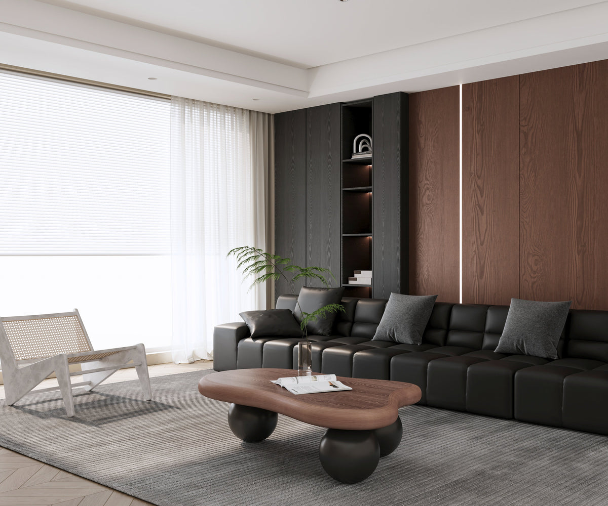 Cloud Shaped Coffee Table with 3 Ball Legs for Living Room - Sonkuki