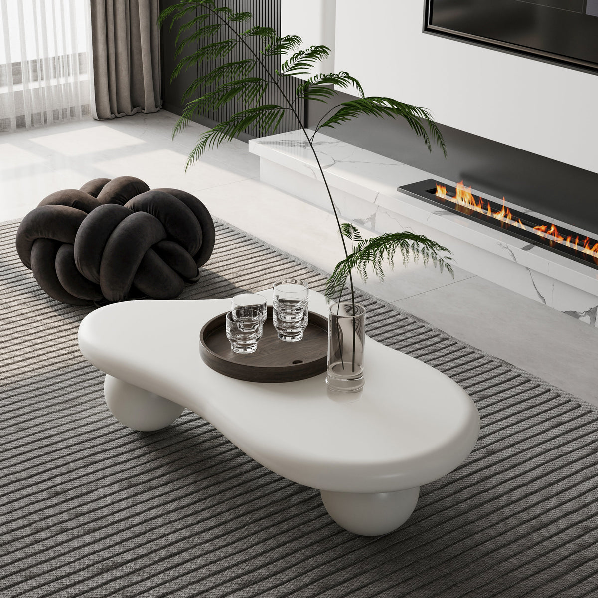 Cloud Shaped Coffee Table with 3 Ball Legs for Living Room - Sonkuki