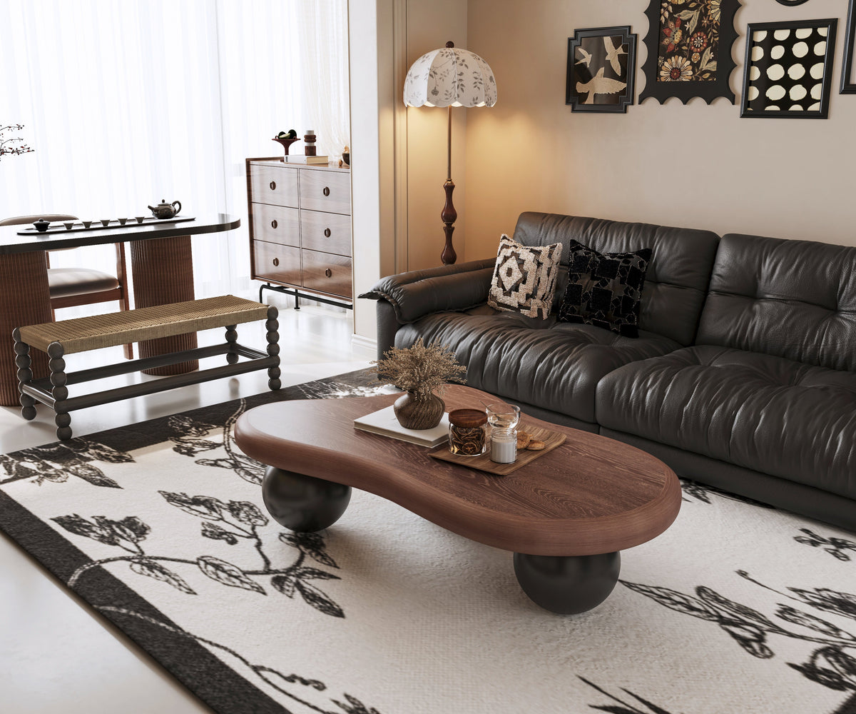 Cloud Shaped Coffee Table with 3 Ball Legs for Living Room - Sonkuki