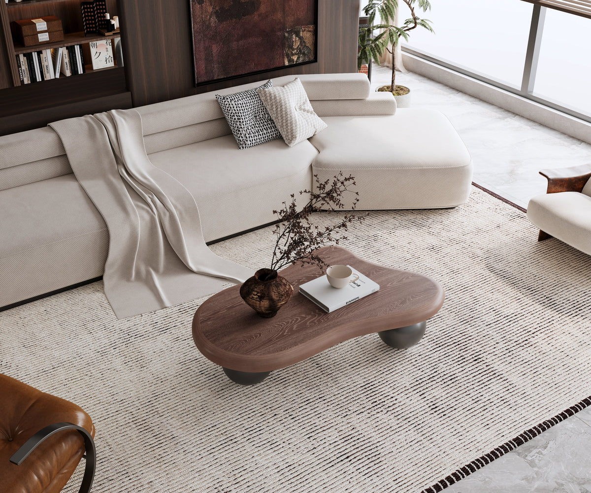 Cloud Shaped Coffee Table with 3 Ball Legs for Living Room - Sonkuki