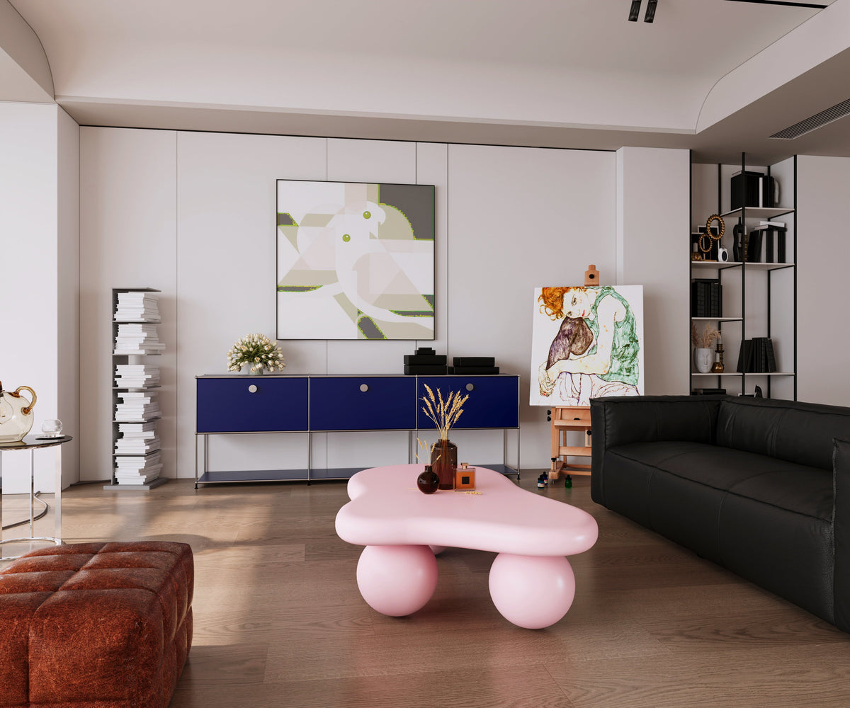 Cloud Shaped Coffee Table with 3 Ball Legs for Living Room - Sonkuki