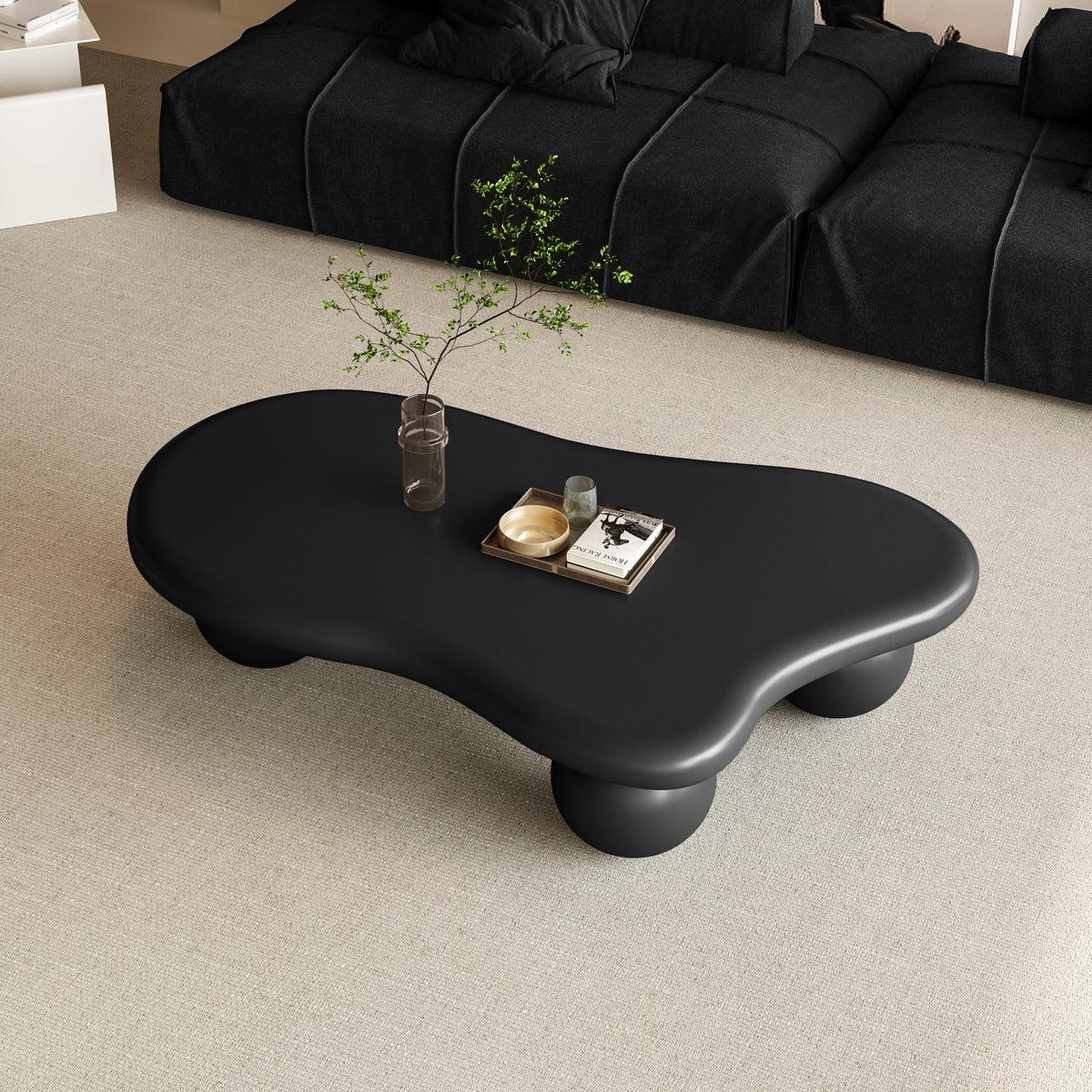 Cloud Shaped Coffee Table with 3 Ball Legs for Living Room - Sonkuki