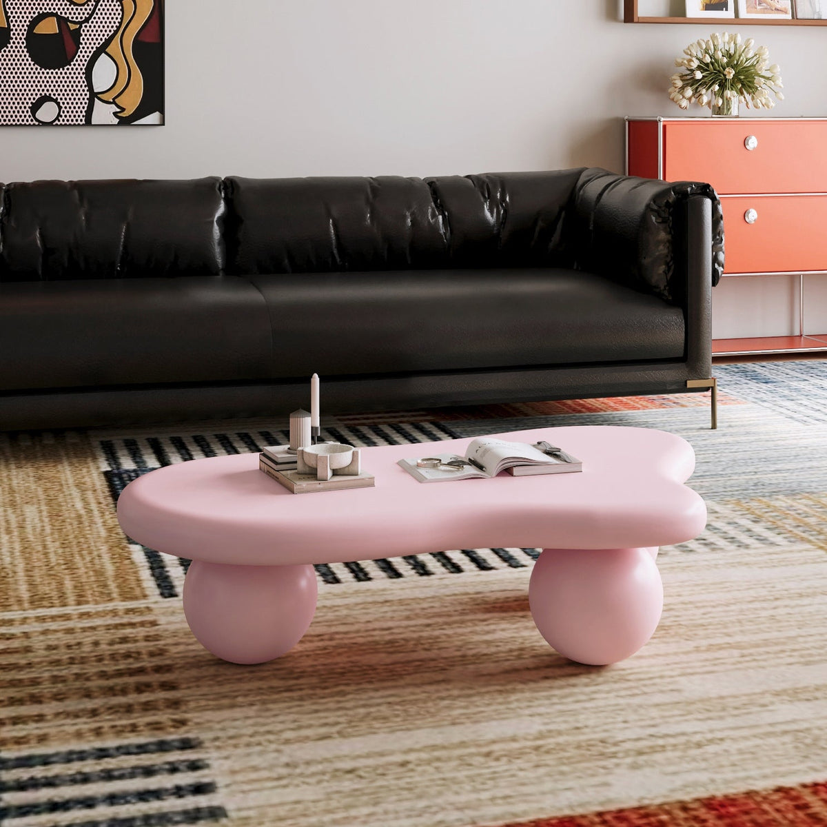 Cloud Shaped Coffee Table with 3 Ball Legs for Living Room - Sonkuki
