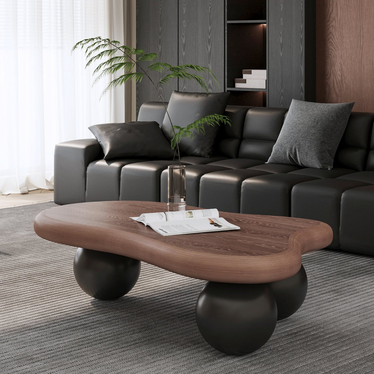 Cloud Shaped Coffee Table with 3 Ball Legs for Living Room - Sonkuki