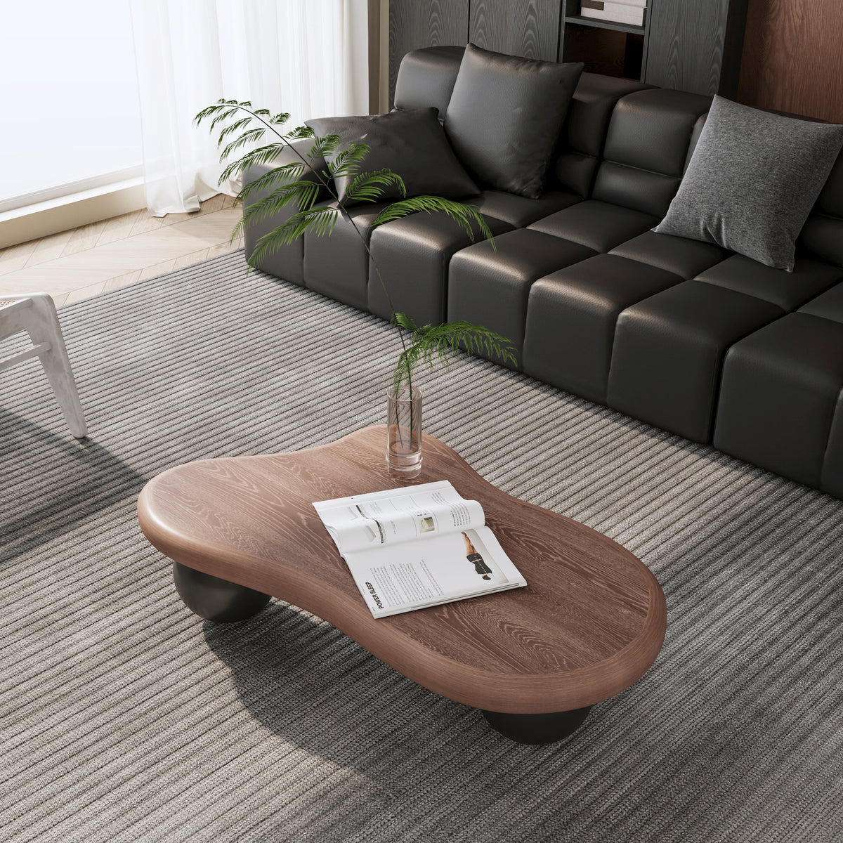 Cloud Shaped Coffee Table with 3 Ball Legs for Living Room - Sonkuki