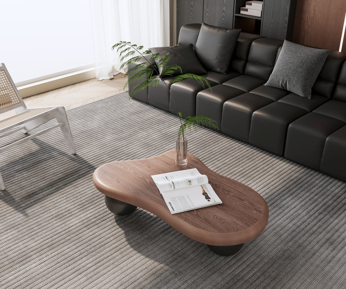 Cloud Shaped Coffee Table with 3 Ball Legs for Living Room - Sonkuki