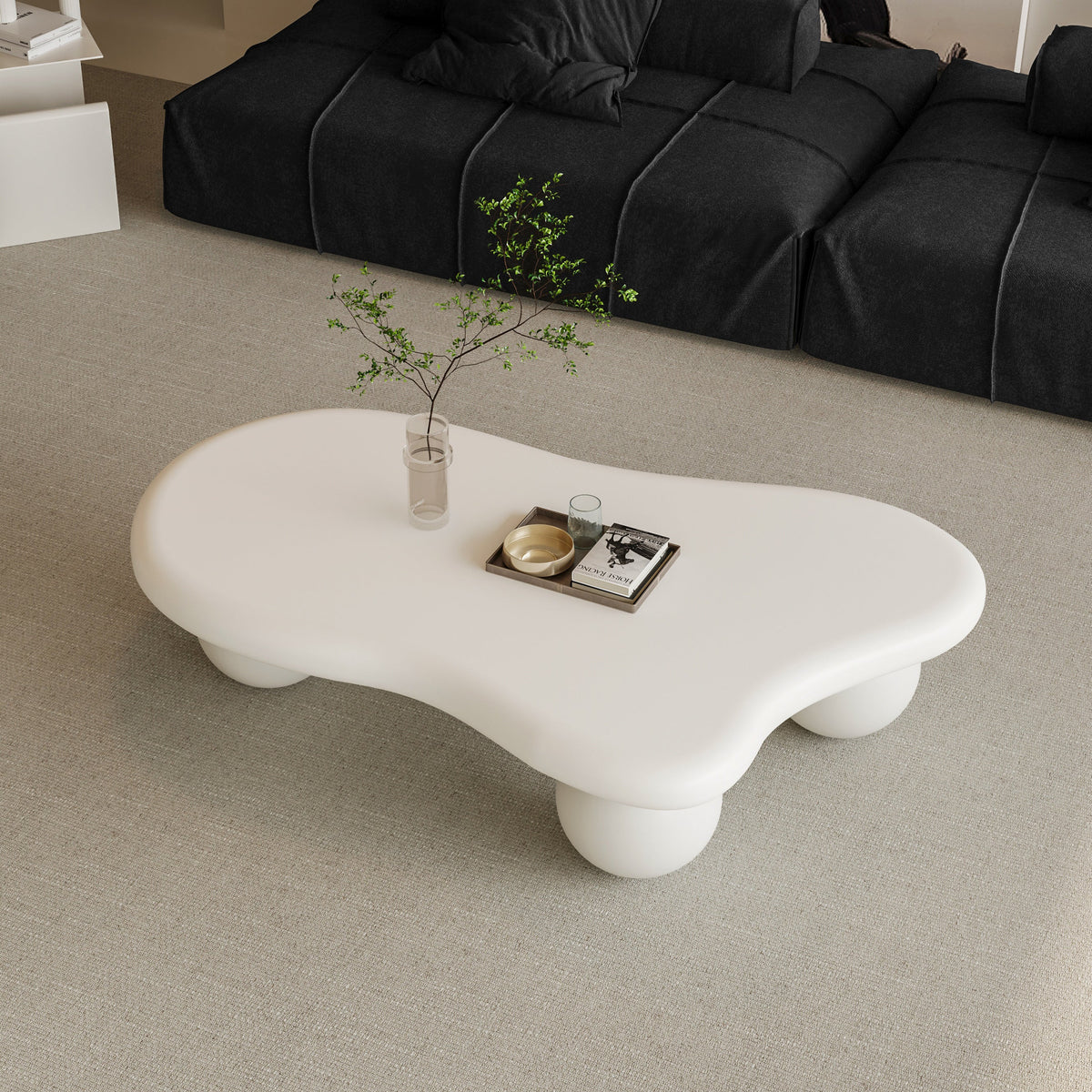 Cloud Shaped Coffee Table with 3 Ball Legs for Living Room - Sonkuki