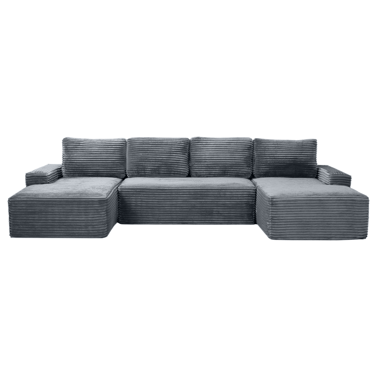Compressible U-Shaped Sectional Sofa Set,Minimalist Style Modular Sectional Sofa, Corduroy Fabric Cloud Couch for Living Room - Sonkuki