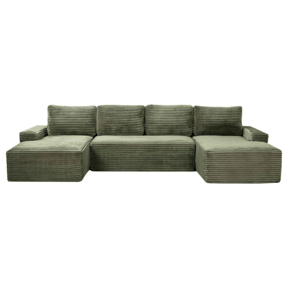 Compressible U-Shaped Sectional Sofa Set,Minimalist Style Modular Sectional Sofa, Corduroy Fabric Cloud Couch for Living Room - Sonkuki