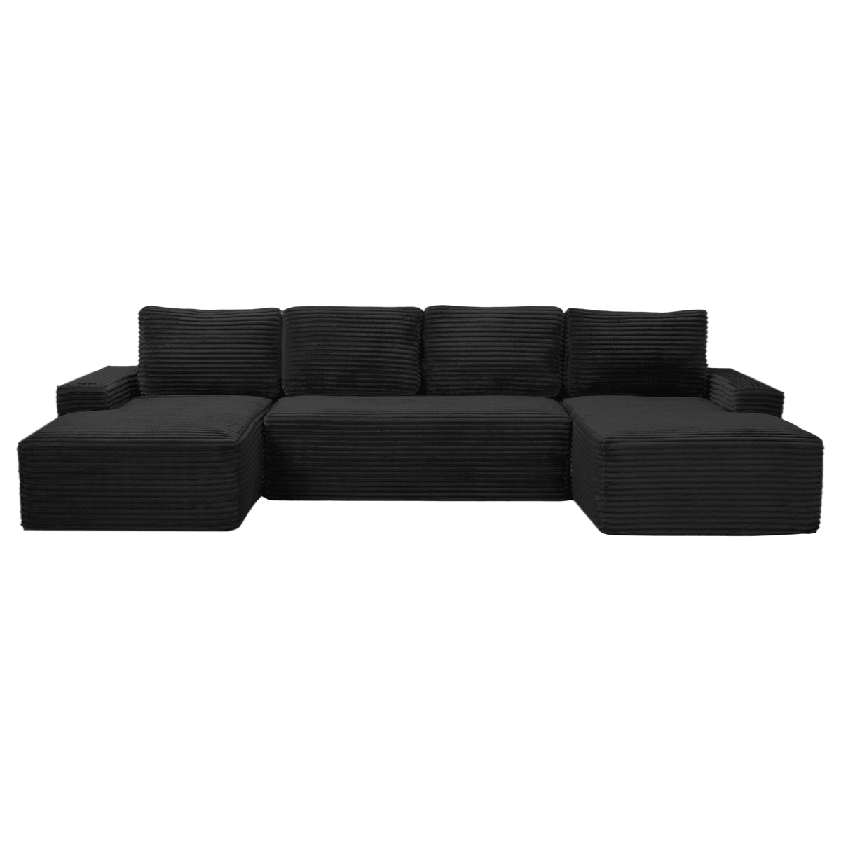 Compressible U-Shaped Sectional Sofa Set,Minimalist Style Modular Sectional Sofa, Corduroy Fabric Cloud Couch for Living Room - Sonkuki