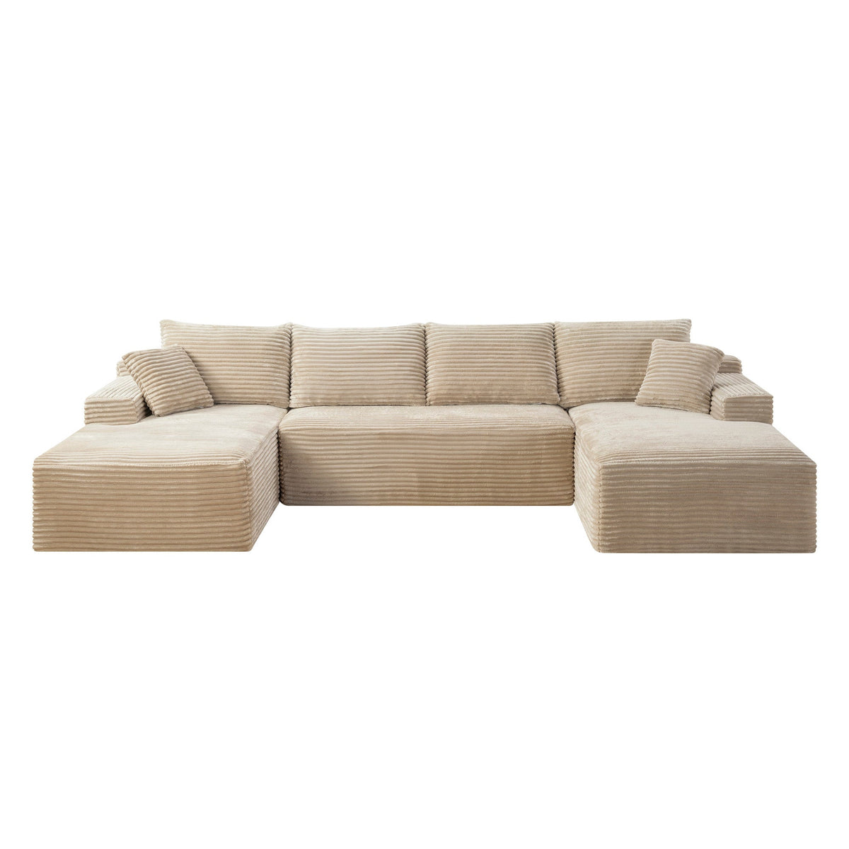 Compressible U-Shaped Sectional Sofa Set,Minimalist Style Modular Sectional Sofa, Corduroy Fabric Cloud Couch for Living Room - Sonkuki