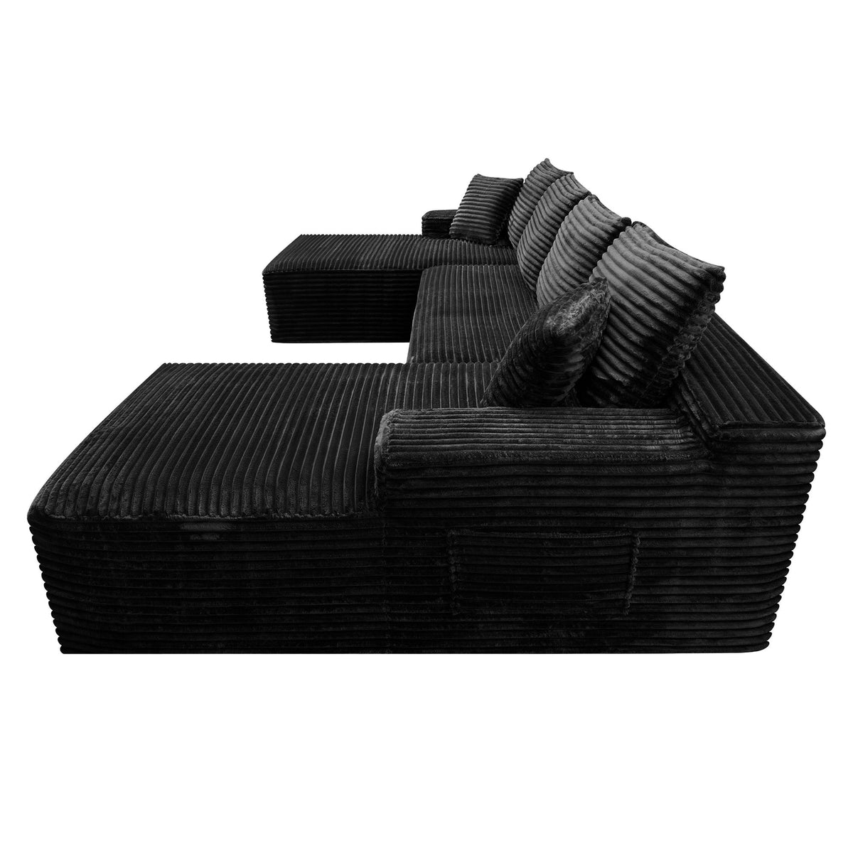 Compressible U-Shaped Sectional Sofa Set,Minimalist Style Modular Sectional Sofa, Corduroy Fabric Cloud Couch for Living Room - Sonkuki