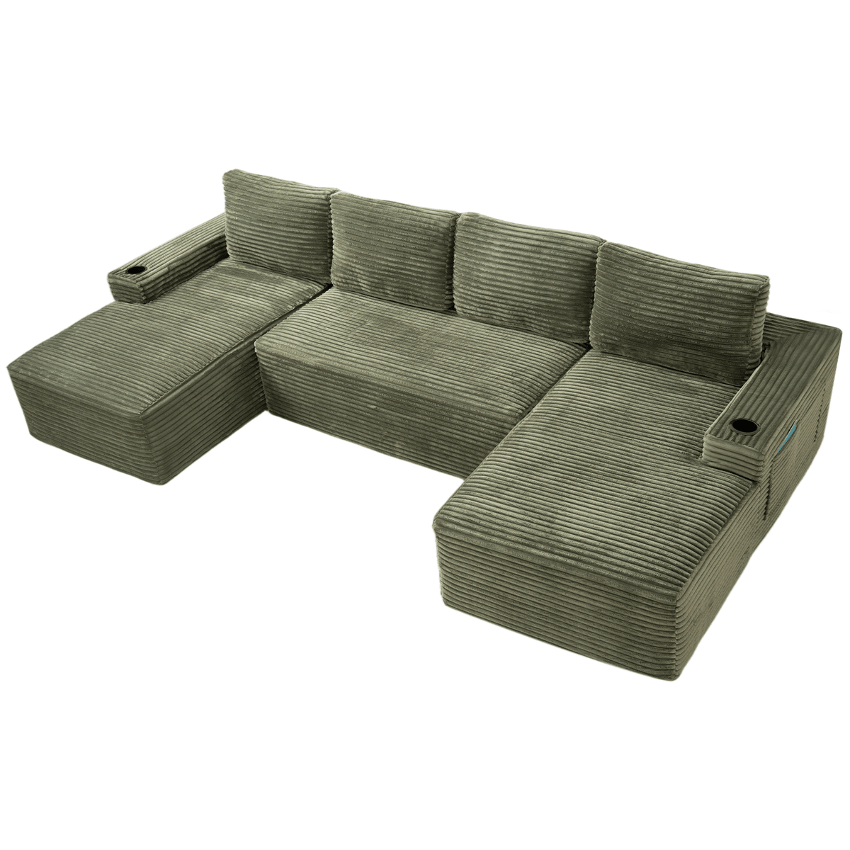 Compressible U-Shaped Sectional Sofa Set,Minimalist Style Modular Sectional Sofa, Corduroy Fabric Cloud Couch for Living Room - Sonkuki
