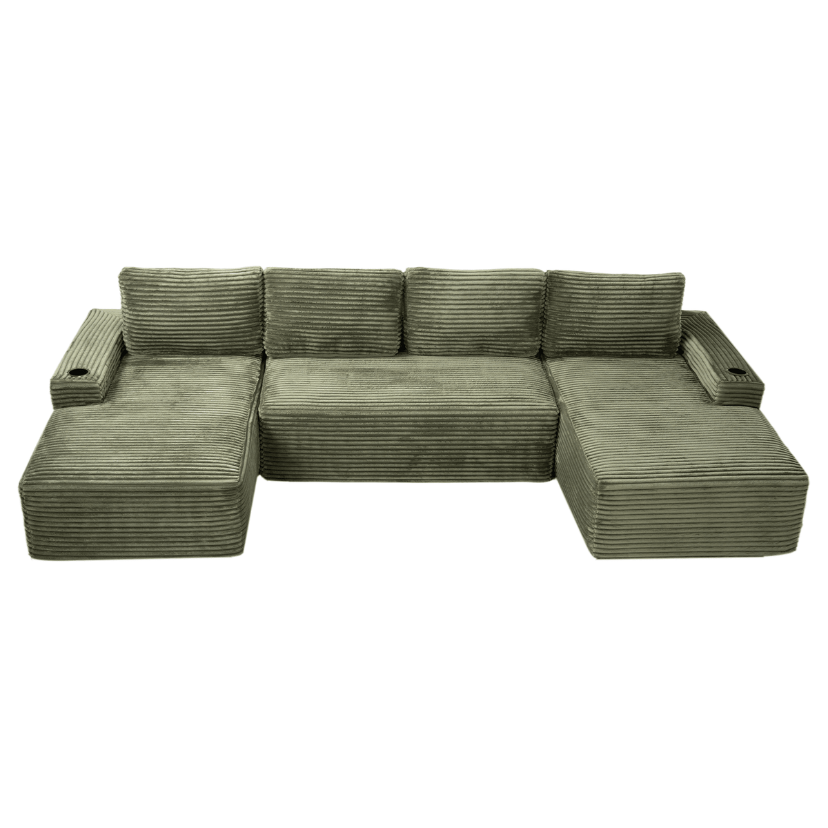 Compressible U-Shaped Sectional Sofa Set,Minimalist Style Modular Sectional Sofa, Corduroy Fabric Cloud Couch for Living Room - Sonkuki