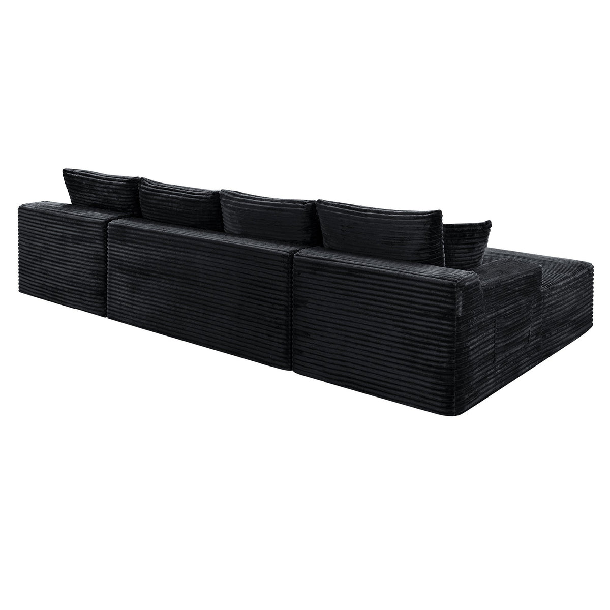 Compressible U-Shaped Sectional Sofa Set,Minimalist Style Modular Sectional Sofa, Corduroy Fabric Cloud Couch for Living Room - Sonkuki