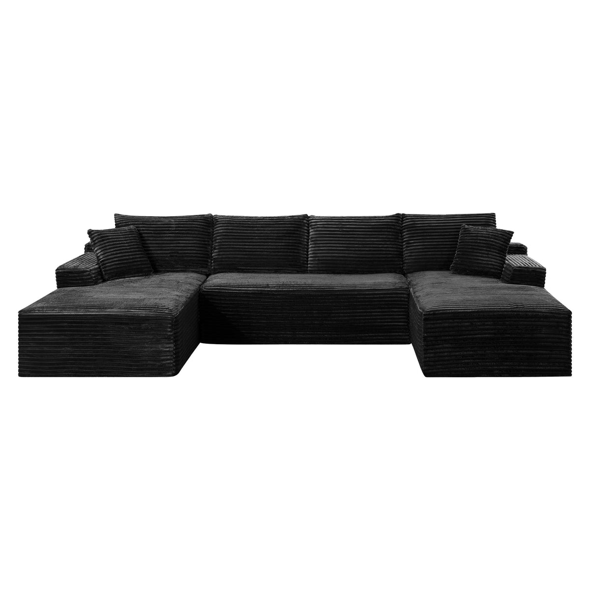 Compressible U-Shaped Sectional Sofa Set,Minimalist Style Modular Sectional Sofa, Corduroy Fabric Cloud Couch for Living Room - Sonkuki