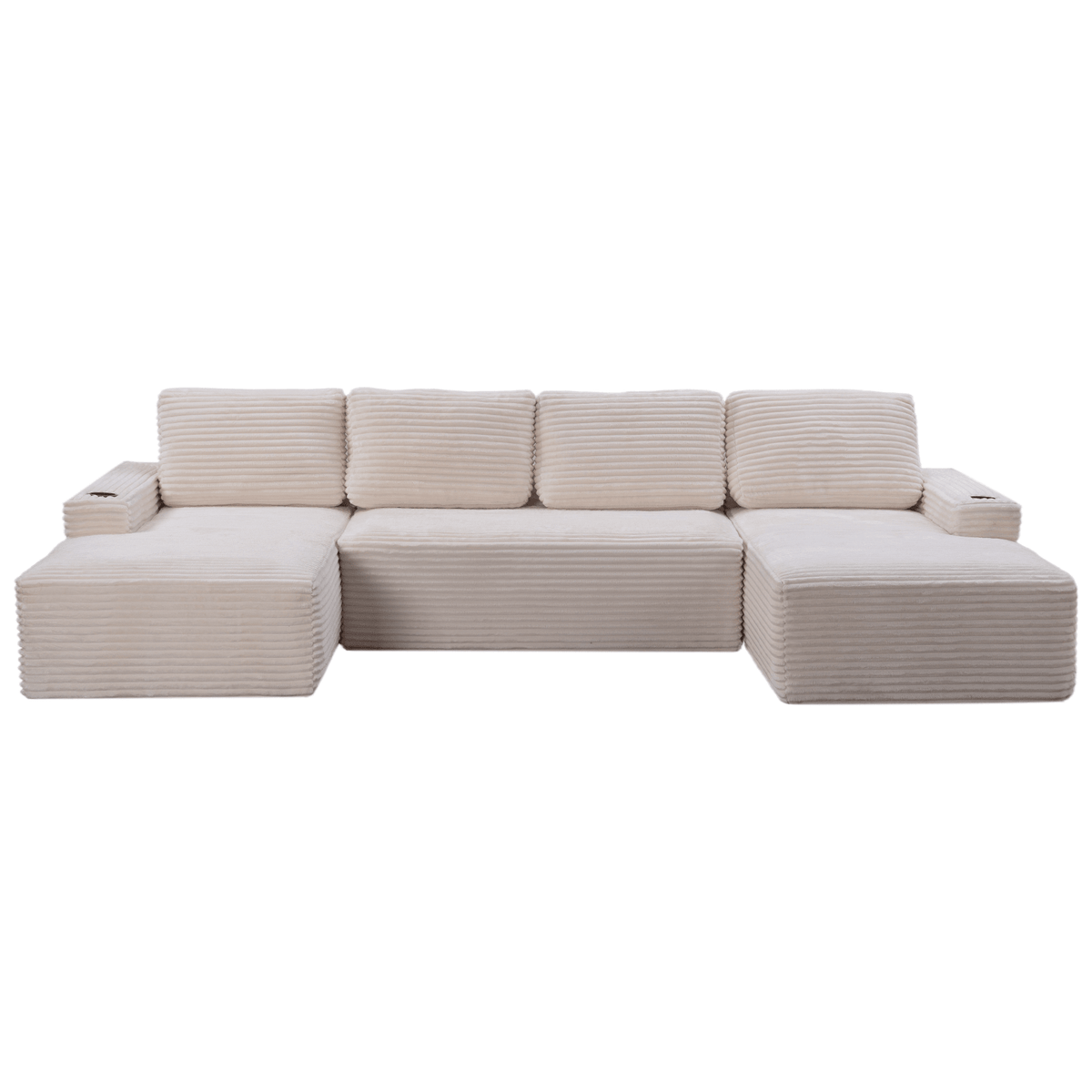 Compressible U-Shaped Sectional Sofa Set,Minimalist Style Modular Sectional Sofa, Corduroy Fabric Cloud Couch for Living Room - Sonkuki