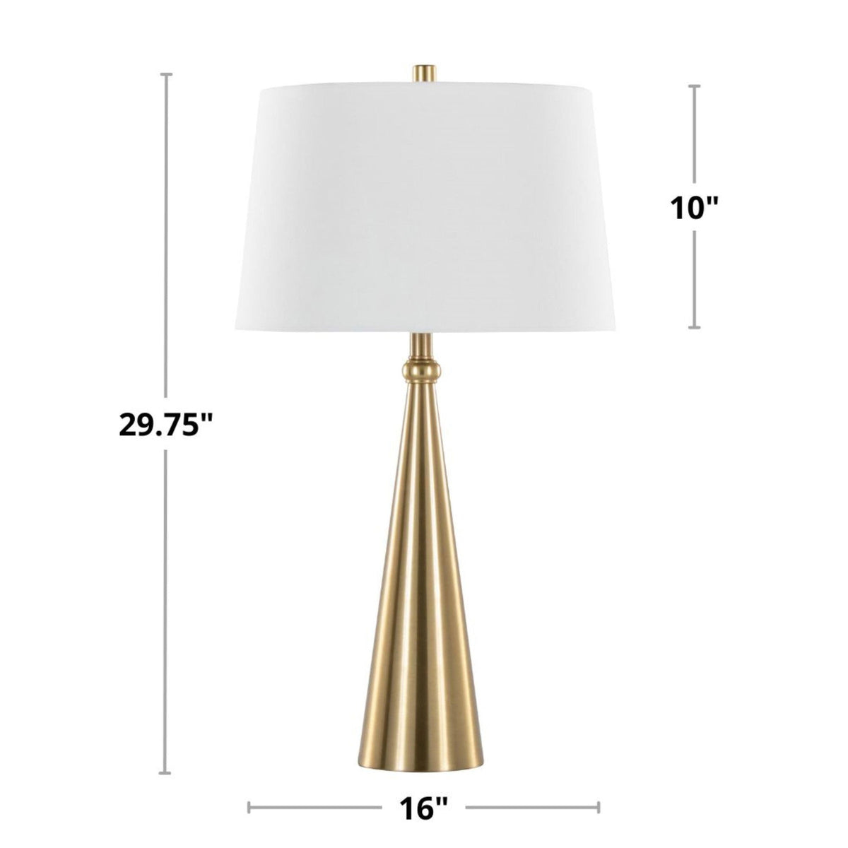 Cone 30" Contemporary Metal Table Lamp in Gold and White Linen by LumiSource - Set of 2 - Sonkuki