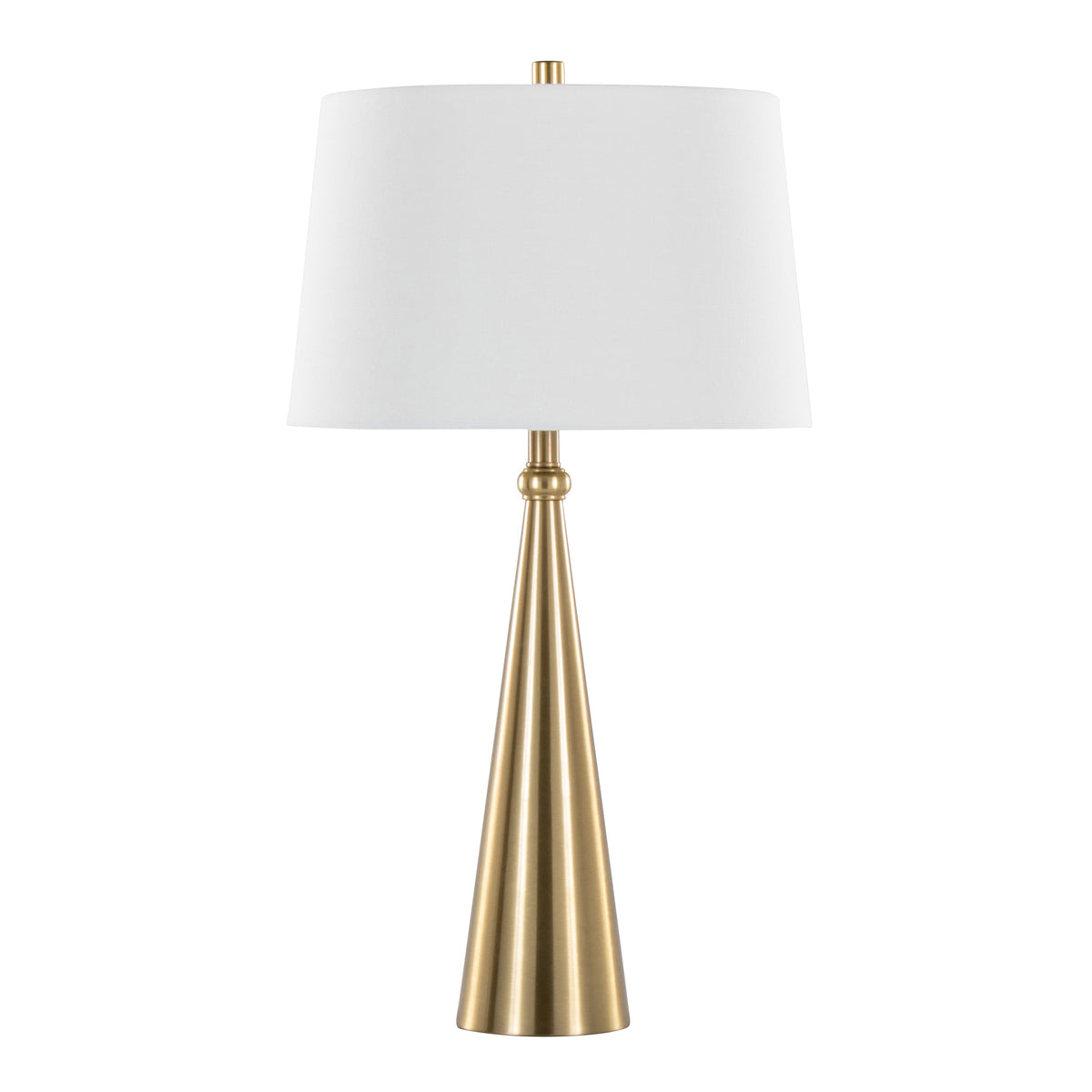 Cone 30" Contemporary Metal Table Lamp in Gold and White Linen by LumiSource - Set of 2 - Sonkuki
