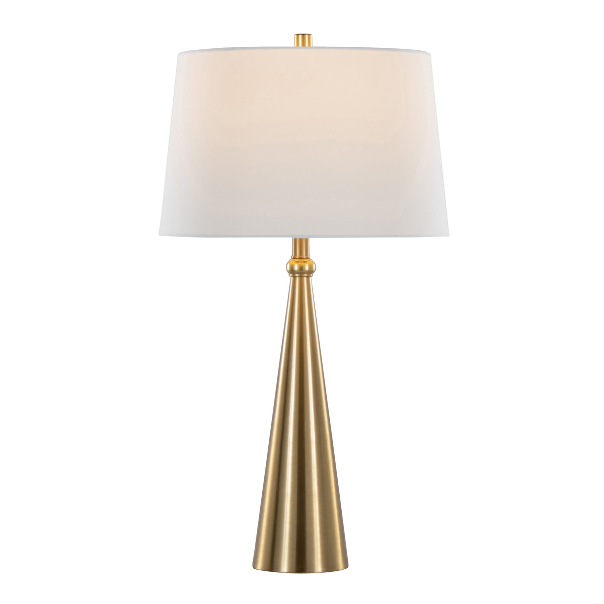 Cone 30" Contemporary Metal Table Lamp in Gold and White Linen by LumiSource - Set of 2 - Sonkuki