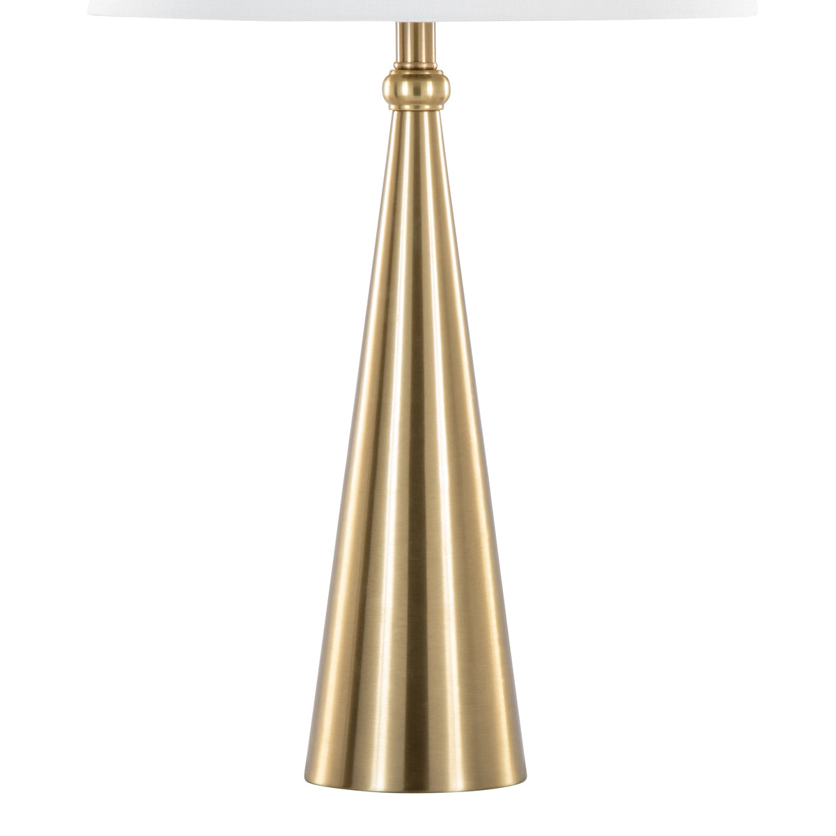 Cone 30" Contemporary Metal Table Lamp in Gold and White Linen by LumiSource - Set of 2 - Sonkuki