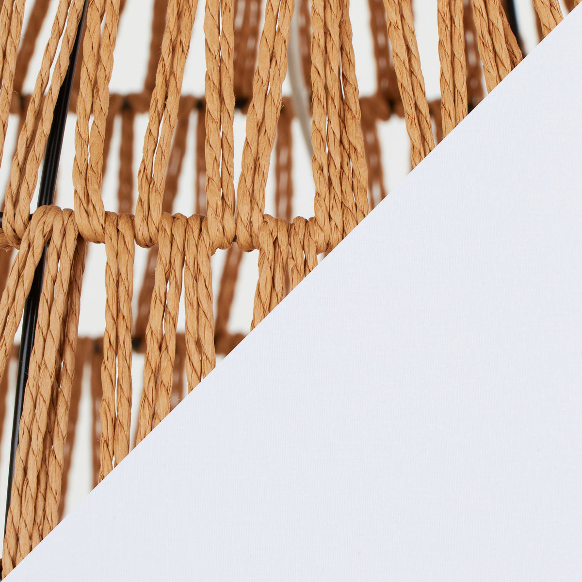 Congo 29" Contemporary Rattan Table Lamp in Natural Rope Rattan, Matte Black Metal and White Linen Shade from Grandview Gallery by LumiSource - Sonkuki