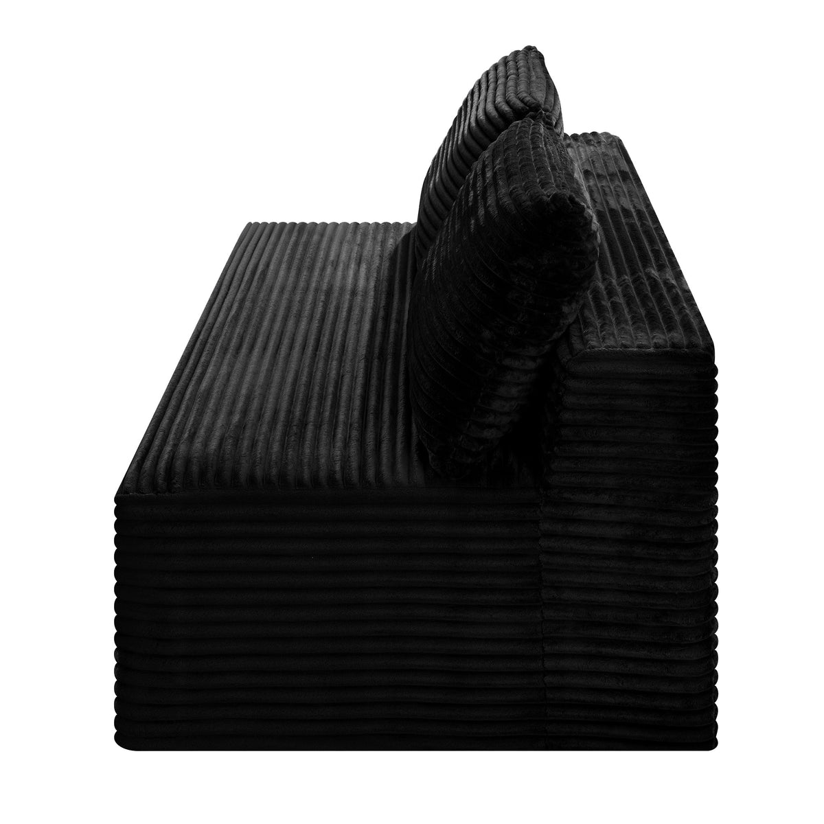 Corduroy Ground-Hugging Compressed Loveseat, Armless No-Legs 2-Seater Sofa for Living Room Small Apartment - Sonkuki