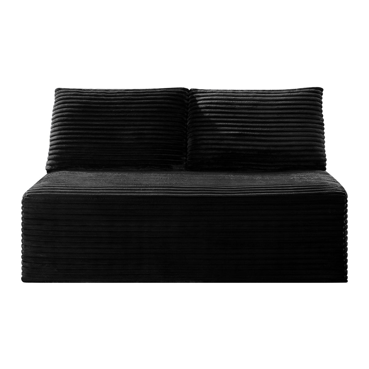 Corduroy Ground-Hugging Compressed Loveseat, Armless No-Legs 2-Seater Sofa for Living Room Small Apartment - Sonkuki