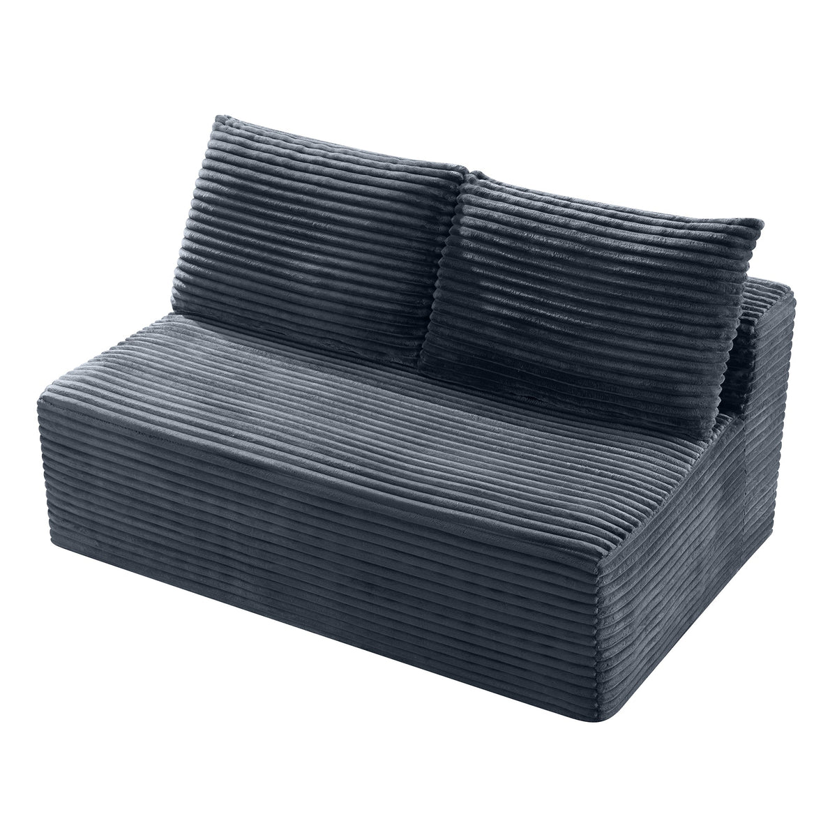 Corduroy Ground-Hugging Compressed Loveseat, Armless No-Legs 2-Seater Sofa for Living Room Small Apartment - Sonkuki