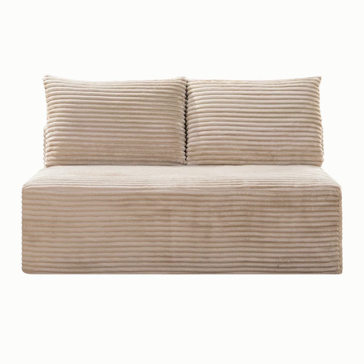 Corduroy Ground-Hugging Compressed Loveseat, Armless No-Legs 2-Seater Sofa for Living Room Small Apartment - Sonkuki