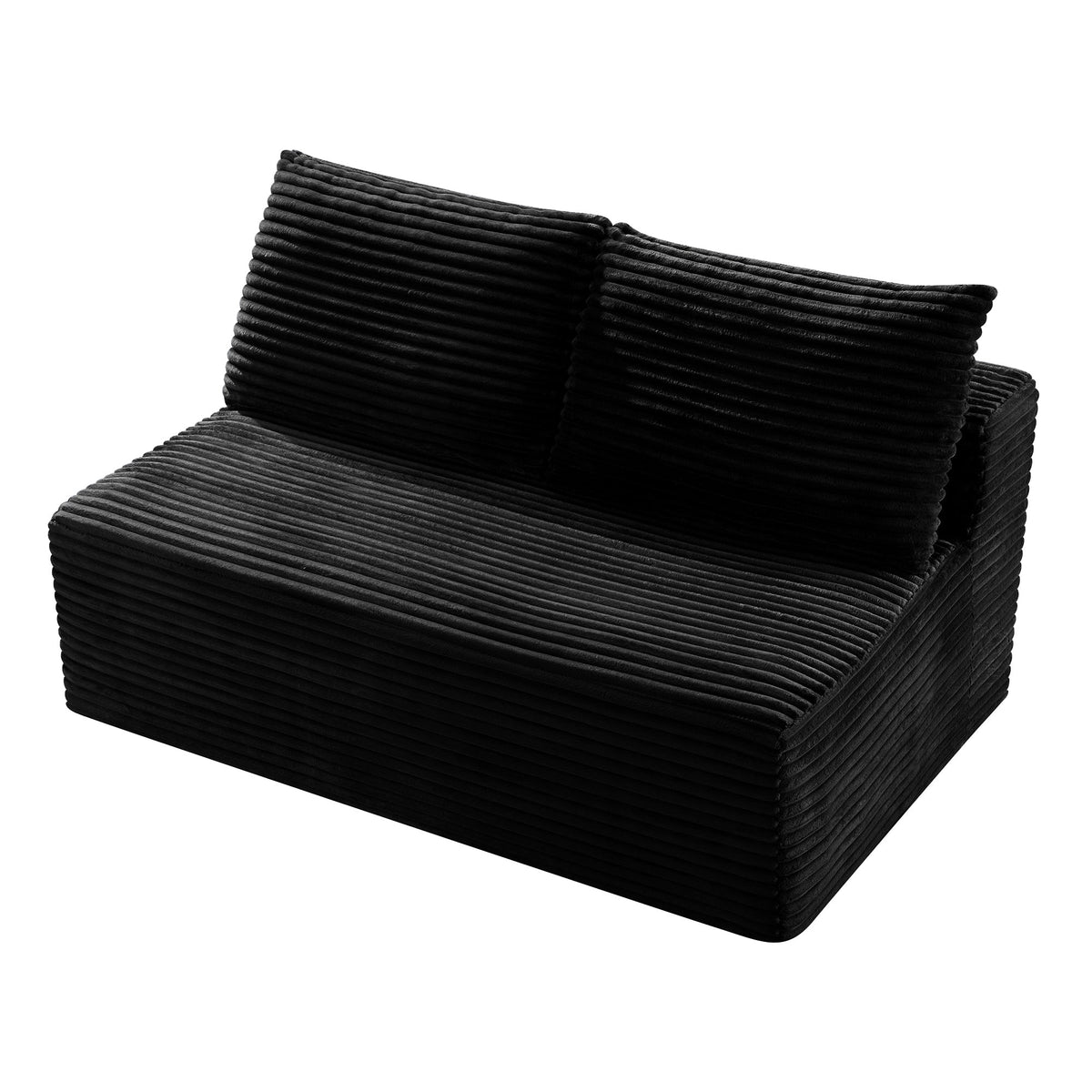 Corduroy Ground-Hugging Compressed Loveseat, Armless No-Legs 2-Seater Sofa for Living Room Small Apartment - Sonkuki