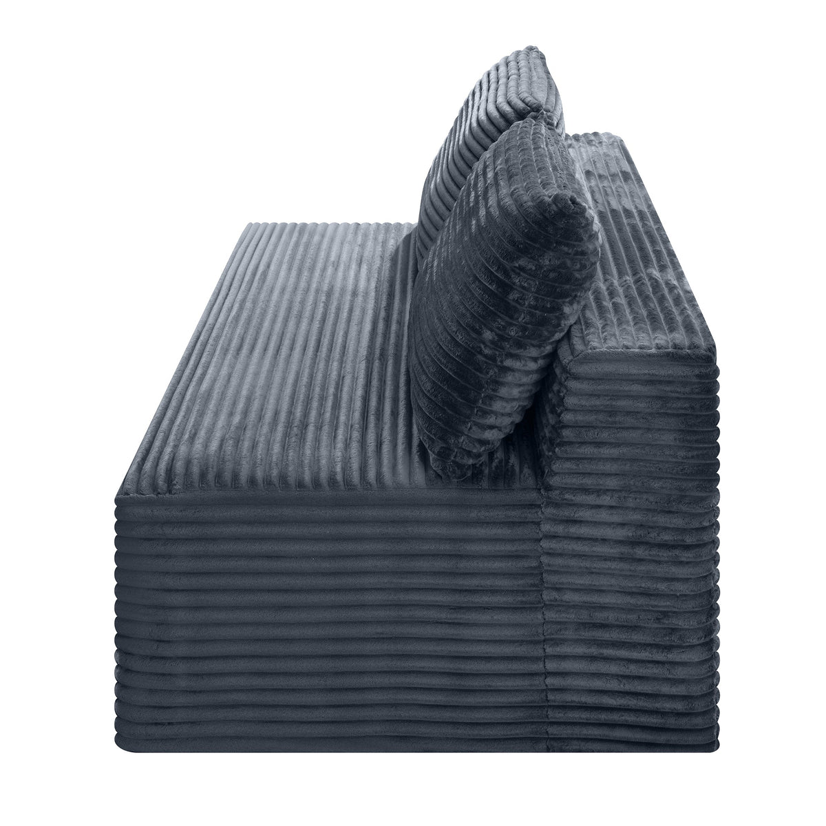 Corduroy Ground-Hugging Compressed Loveseat, Armless No-Legs 2-Seater Sofa for Living Room Small Apartment - Sonkuki