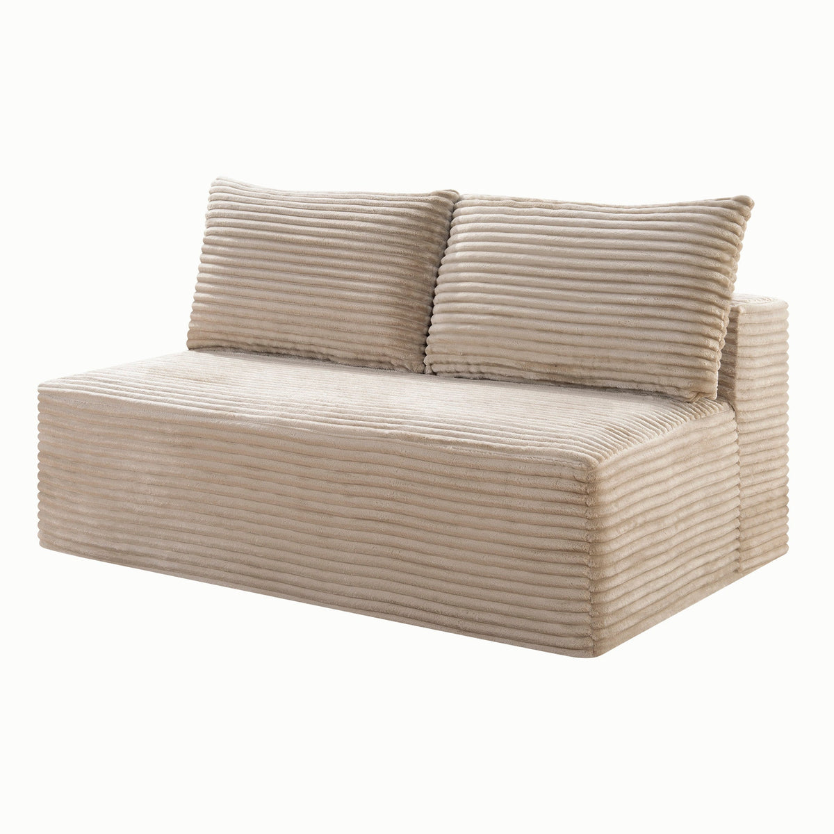 Corduroy Ground-Hugging Compressed Loveseat, Armless No-Legs 2-Seater Sofa for Living Room Small Apartment - Sonkuki