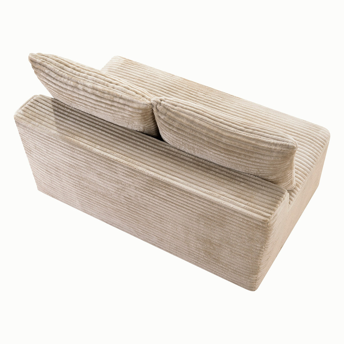 Corduroy Ground-Hugging Compressed Loveseat, Armless No-Legs 2-Seater Sofa for Living Room Small Apartment - Sonkuki