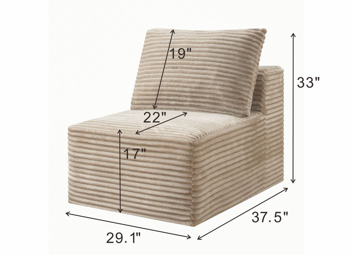 Corduroy Modular Compression Sofa, Legless Floor-Hugging Armless Accent Chair for Living Room Bedroom - Sonkuki