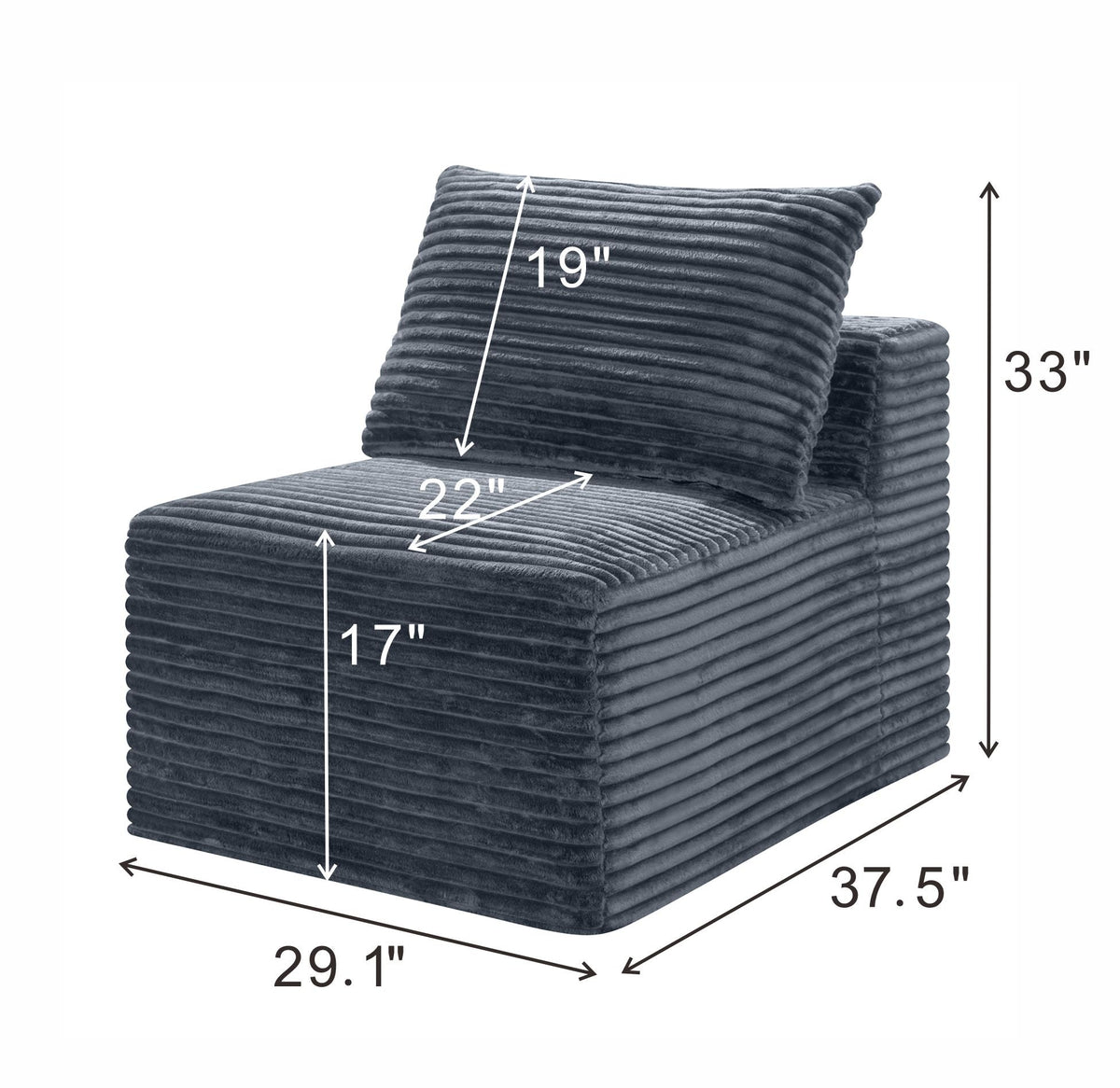 Corduroy Modular Compression Sofa, Legless Floor-Hugging Armless Accent Chair for Living Room Bedroom - Sonkuki