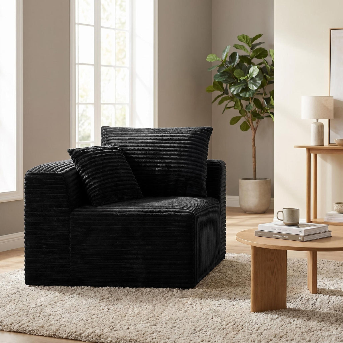 Corduroy Modular Compression Sofa, Legless Floor-Hugging Armless Accent Chair for Living Room Bedroom - Sonkuki
