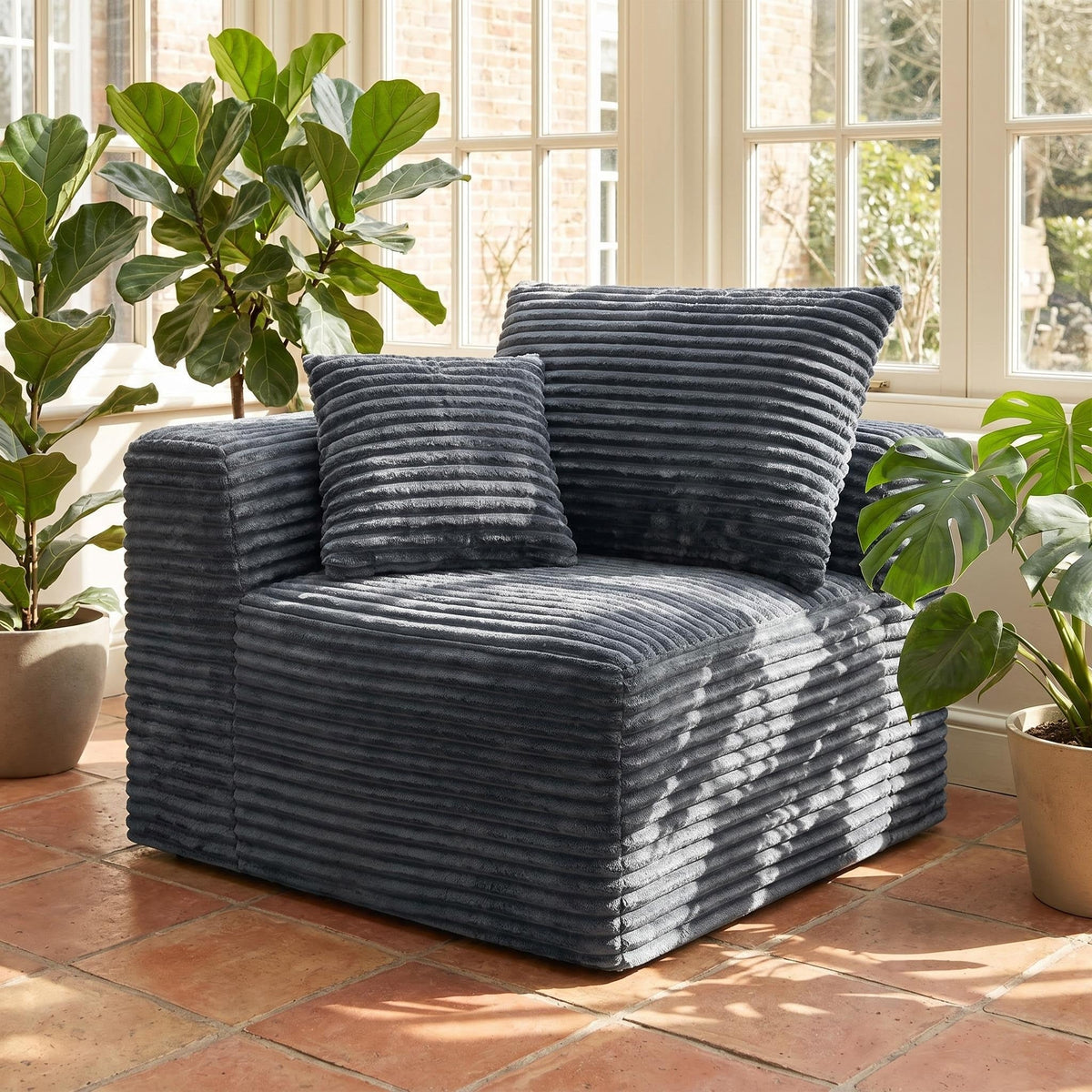 Corduroy Modular Compression Sofa, Legless Floor-Hugging Armless Accent Chair for Living Room Bedroom - Sonkuki
