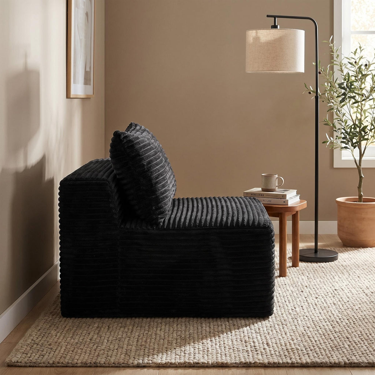Corduroy Modular Compression Sofa, Legless Floor-Hugging Armless Accent Chair for Living Room Bedroom - Sonkuki