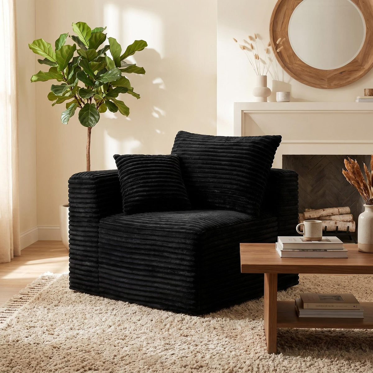 Corduroy Modular Compression Sofa, Legless Floor-Hugging Armless Accent Chair for Living Room Bedroom - Sonkuki