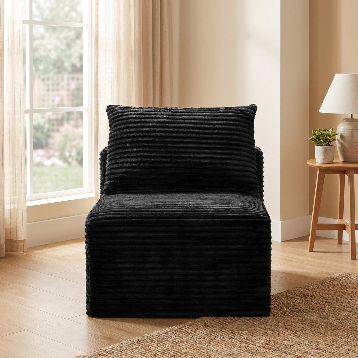 Corduroy Modular Compression Sofa, Legless Floor-Hugging Armless Accent Chair for Living Room Bedroom - Sonkuki