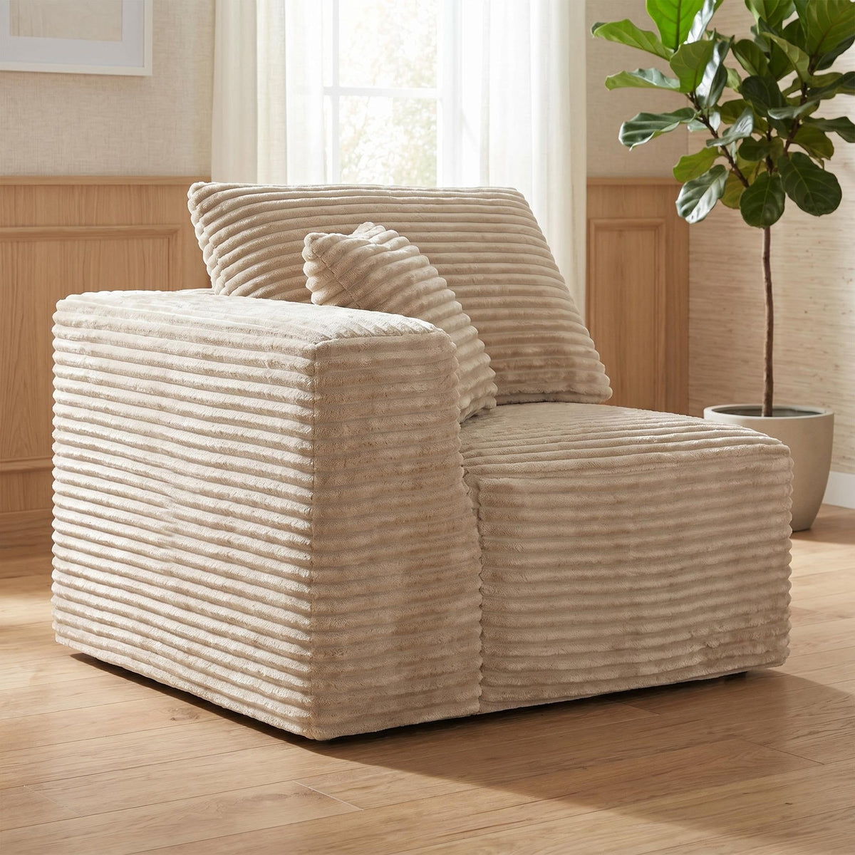 Corduroy Modular Compression Sofa, Legless Floor-Hugging Armless Accent Chair for Living Room Bedroom - Sonkuki
