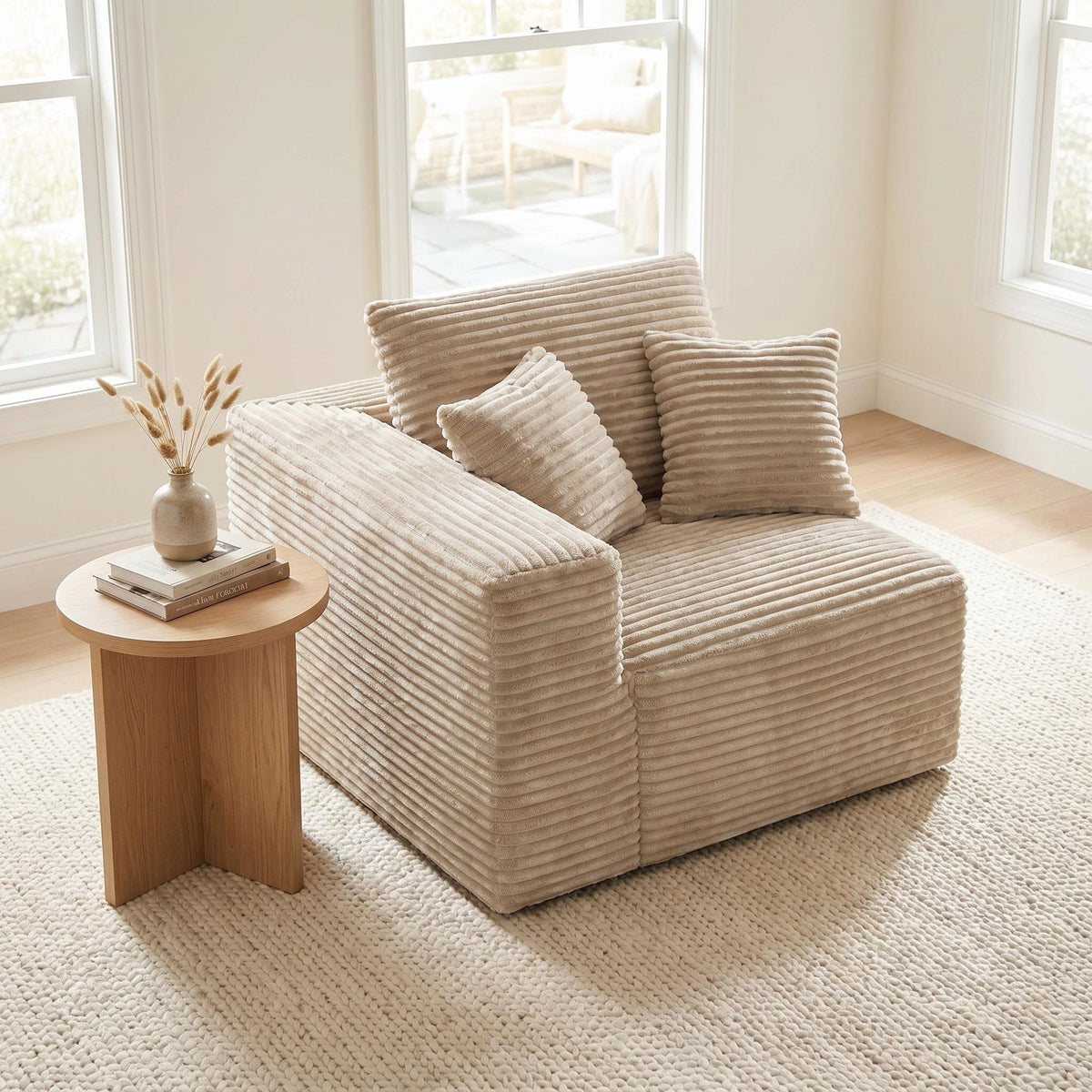 Corduroy Modular Compression Sofa, Legless Floor-Hugging Armless Accent Chair for Living Room Bedroom - Sonkuki
