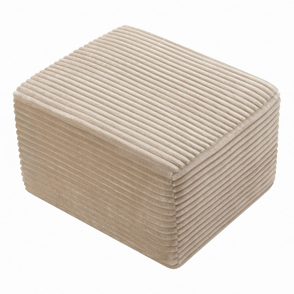 Corduroy Square Upholstered Ottoman, Soft Padded Foot Stool for Living Room Bedroom Decor - Sonkuki